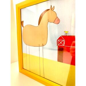 Stick-Leg Horse Framed Print June Erica Vess 14 x 14 Bright Cheerful Kids Room